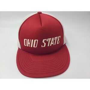 Vintage Ohio State University Buckeyes Mesh Trucker Snapback Hat Cap NCAA Red